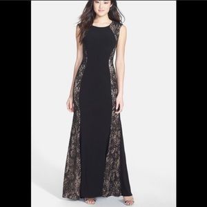Xscape Black Lace Panel Gown